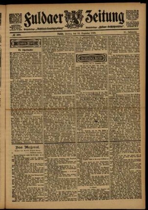 Erste Ausgabe vom Freitag, den 18. Dezember 1903.
