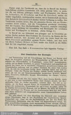 Zur Geschichte der Zoologie