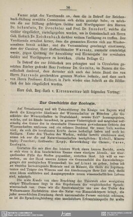 Zur Geschichte der Zoologie