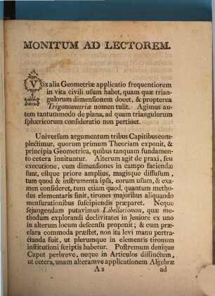 Institutionum Gometricarum Pars ... Sive Geometria Elementaris, Conscripta In Usum Tironum. 2, Trigonometria Plana