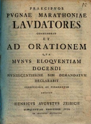 Praecipuos pugnae Marathoniae laudatores commemorat ...