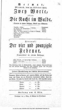 Zwey Worte, oder: Die Nacht im Walde