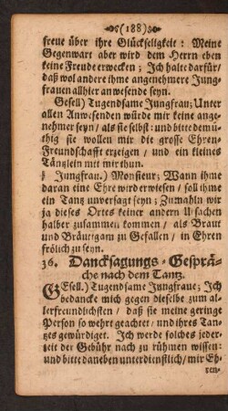 36. Dancksagungs-Gespräche nach dem Tantz.