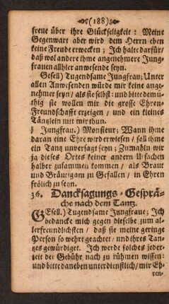 36. Dancksagungs-Gespräche nach dem Tantz.
