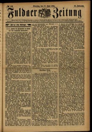 Erste Ausgabe vom Sonntag, den 17. Juni 1894.