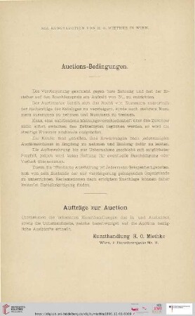 Auctions-Bedingungen / Aufträge zur Auction