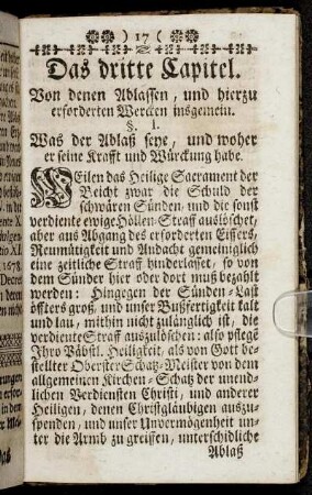 Das dritte Capitel. Von denen Ablassen, und hierzu erforderten Wercken insgemein.