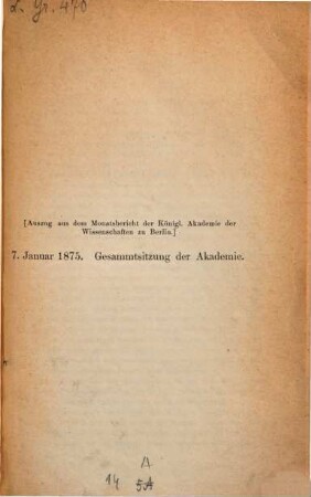 Zakonisches : I.Theil; II. Theil. (Auszug aus dem Sitzungsbericht der K. Akad. der Wissensch. zu Berlin, am 7. Jan. 1875 u. 1 März 1875)