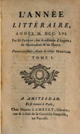 L' année littéraire. 1756,1