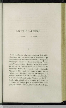 Livre Quatrième. Prague Et Fontenoy