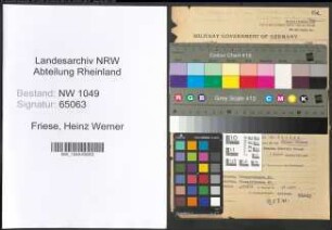 Entnazifizierung Heinz Werner Friese , geb. 29.01.1913 (Lehrer)