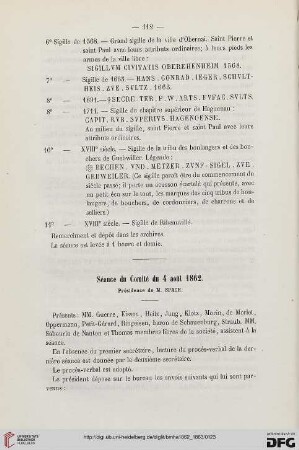 Séance du Comité du 4 août 1862