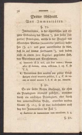 Dritter Abschnitt. Von Immunitäten
