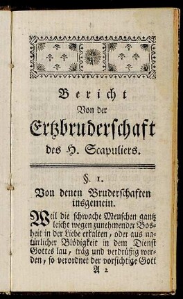 §. 1. Von denen Bruderschaften insgemein.