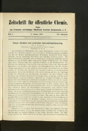 Heft I. 15. Januar 1906.