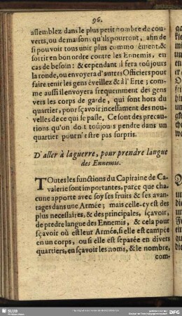 Um Kundschafft vom Feind einzuholen : D' aller à la guerre, pour prendre langue des Ennemis