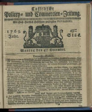 49tes Stueck, Montag den 4ten December 1769