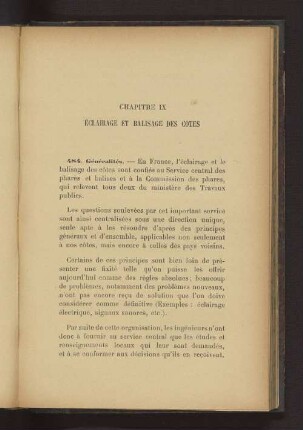 CHAPITRE IX. ÉCLAIRAGE ET BALISAGE DES COTES