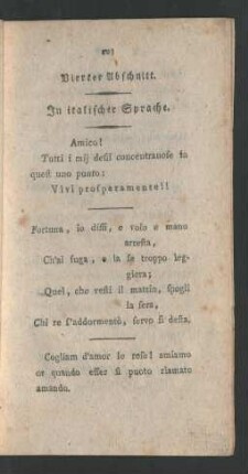 Vierter Abschnitt. In italienischer Sprache