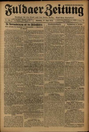 Erste Ausgabe vom Sonntag, den 27. Juni 1926.
