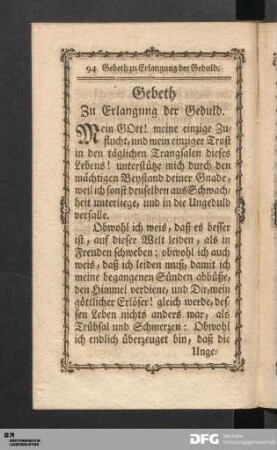 Gebeth Zu Erlangung der Geduld.