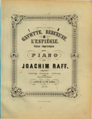 I. Gavotte. II. Berceuse. III. L'Espiègle : valse-Impromptu pour piano ; op. 125, 2. Berceuse