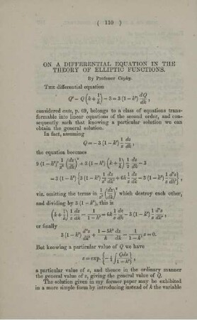 On a differential equation in the theory of elliptic functions.