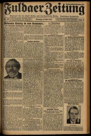 Erste Ausgabe vom Sonntag, den 10. Mai 1931.