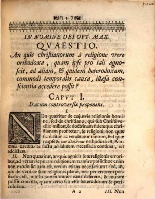 Dissertatio theologica de religionis ob temporale commodvm mutatione