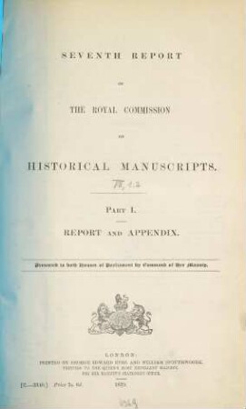 Report. 7. 1879, Part 1