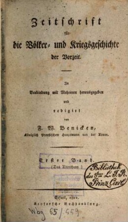 Zeitschrift für die Völker- und Kriegsgeschichte der Vorzeit. 1, 1. 1821