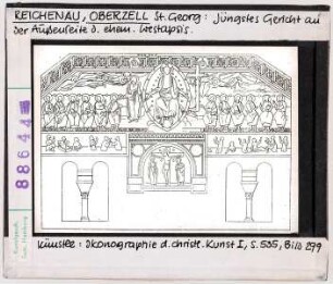 Reichenau, Oberzell, St. Georg: Aussenseite der Westapsis, Jüngstes Gericht, Umzeichnung