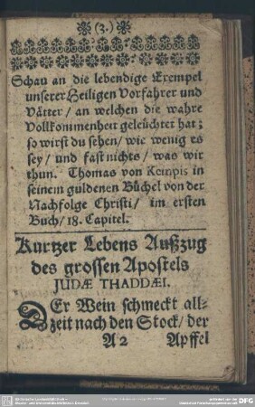 Kurtzer Lebens Außzug des grossen Apostels Judae Thaddaei