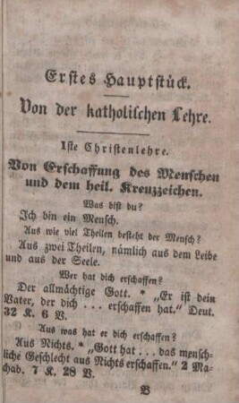 Erstes Hauptstück. Von der katholischen Lere.