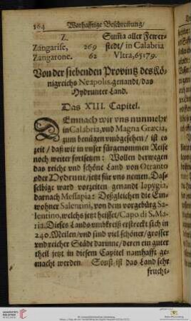 Das XIII. Capitel: Von der siebenden Provintz des Königreichs Neapolis, genandt / das Hydrunter Land