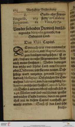 Das XIII. Capitel: Von der siebenden Provintz des Königreichs Neapolis, genandt / das Hydrunter Land