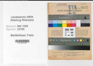 Entnazifizierung Franz Bardenheuer , geb. 09.07.1896 (Bahnsekretaer)