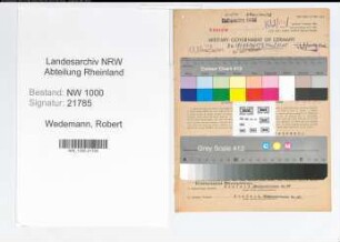 Entnazifizierung Robert Wedemann, geb. 27.11.1899 (Kriminalbeamter)