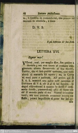 Lettera XVI. Signor mio!
