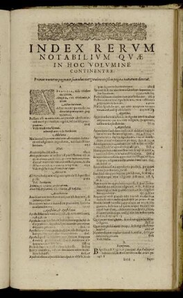 Index Rerum Notabilium Quæ In Hoc Volumine Continentur.