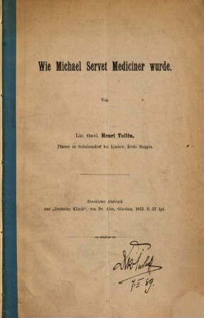 Wie Michael Servet Mediciner wurde
