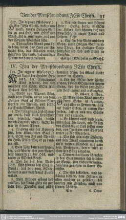 IV. Von der Menschwerdung JEsu Christi