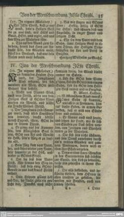 IV. Von der Menschwerdung JEsu Christi