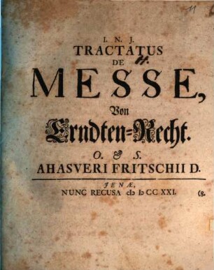 Tractatus de messe, von Erndten-Recht