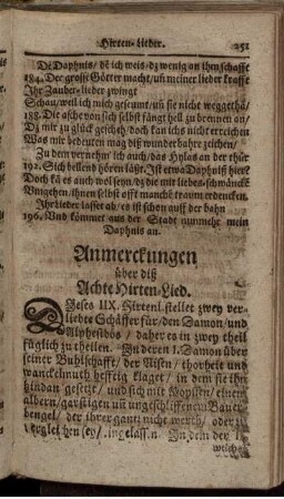 Anmerckungen über diß Achte Hirten-Lied