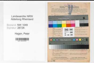 Entnazifizierung Peter Hagen , geb. 12.08.1886 (Postsekretaer)