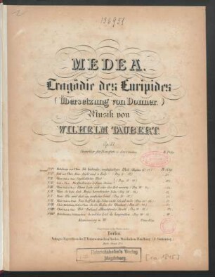 Medea. : Tragödie des Euripides ; Op. 57 ; Ouvertüre für Pianoforte ; à deux mains.