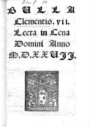 Bulla Clementis VII. lecta in Cena Domini anno MDXXVII
