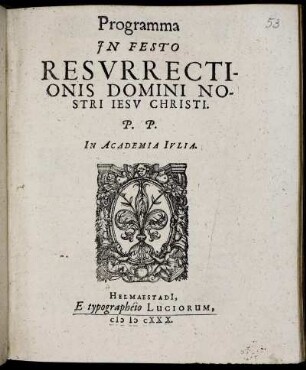 Programma In Festo Resurrectionis Domini Nostri Jesu Christi : P.P. In Academia Iulia
