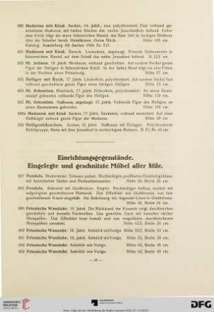 Einrichtungsgegenstände. Eingelegte und geschnitzte Möbel aller Stile (Nr. 887-1102)